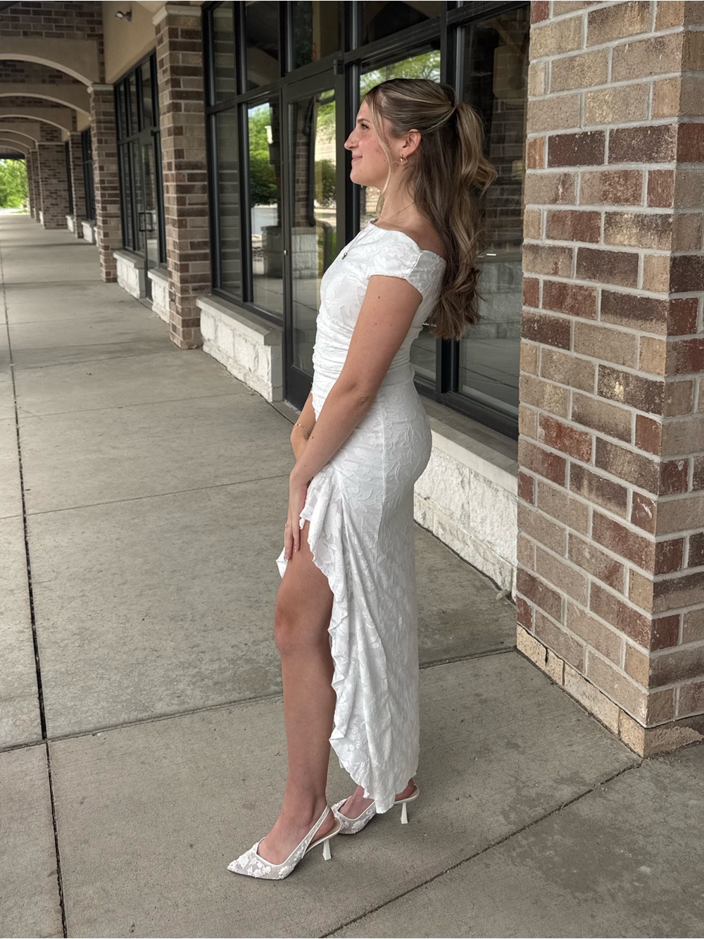 Altard state Kalista Maxi Dress Off-Shoulder White Lace High-Slit Maxi Dress - Picture 5 of 5